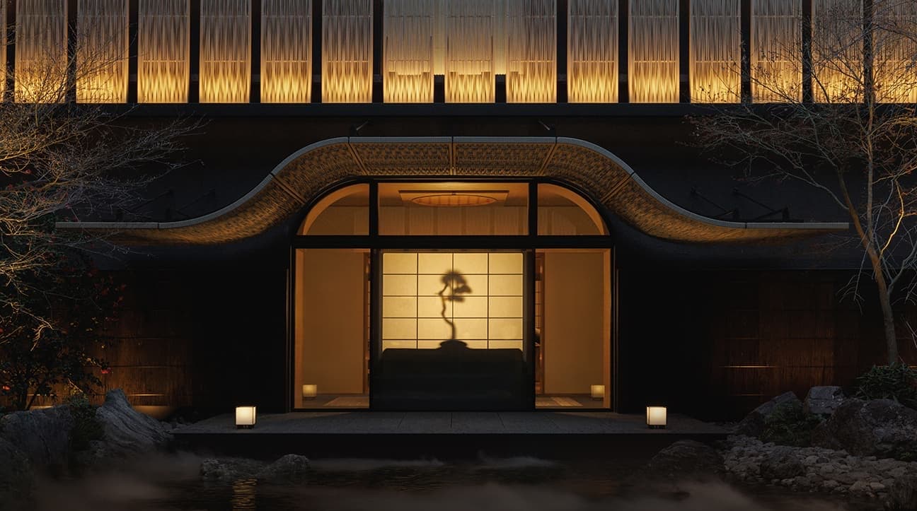 Night courtyard at Capella Kyoto in Miyagawa-cho — Capella Kyoto Puts SingleThread on a Miyagawa-cho Counter