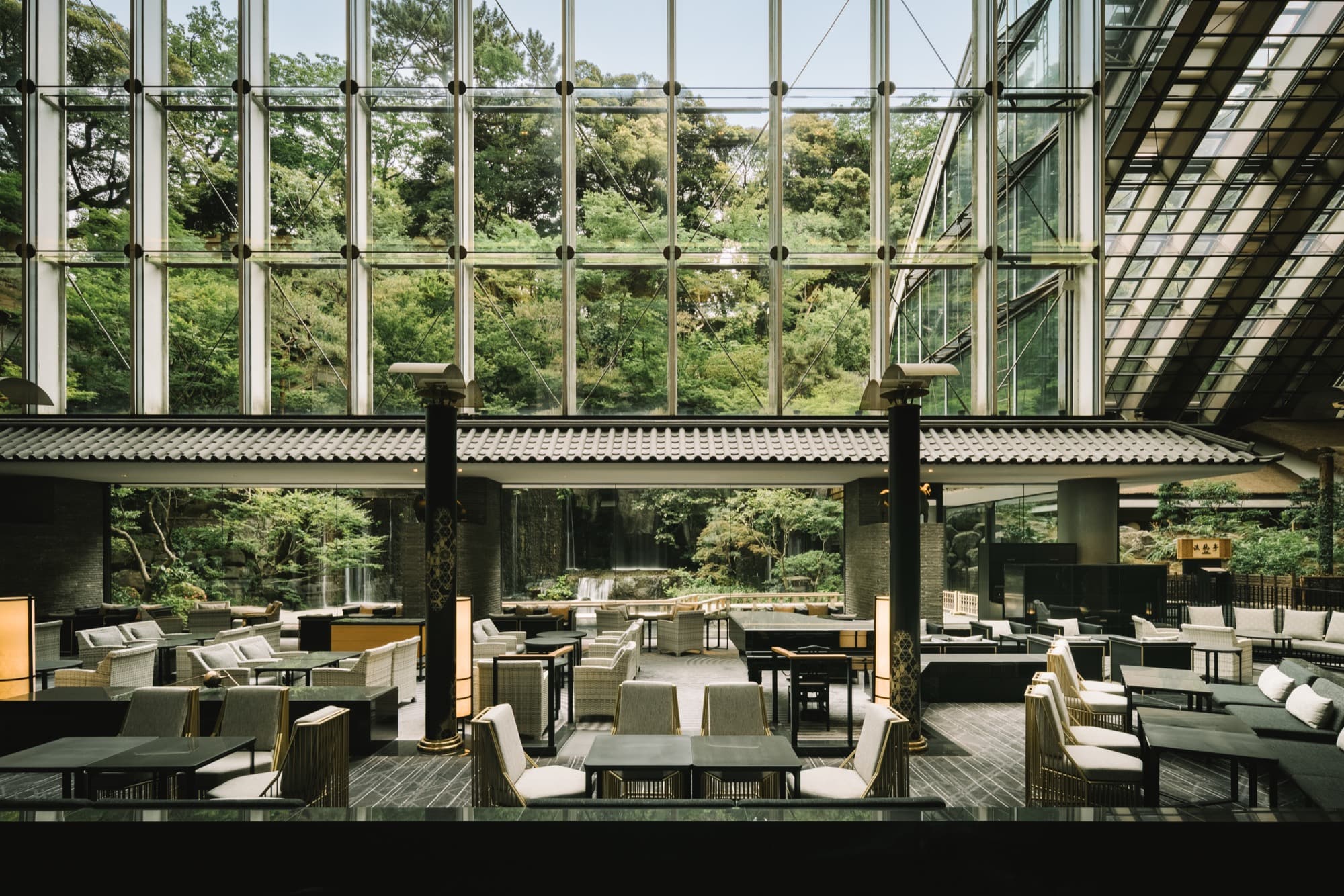 Hotel Gajoen Tokyo atrium and Japanese garden, from Hilton’s LXR Tokyo press package — Hotel Gajoen Tokyo Reopens July 27, Before the LXR Nameplate Arrives