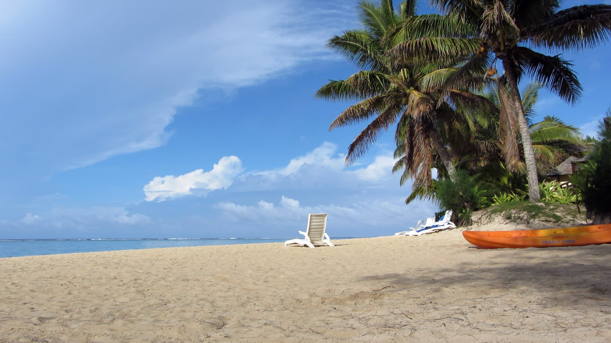 Palm Grove beach at Vaimaaga on Rarotonga, Cook Islands