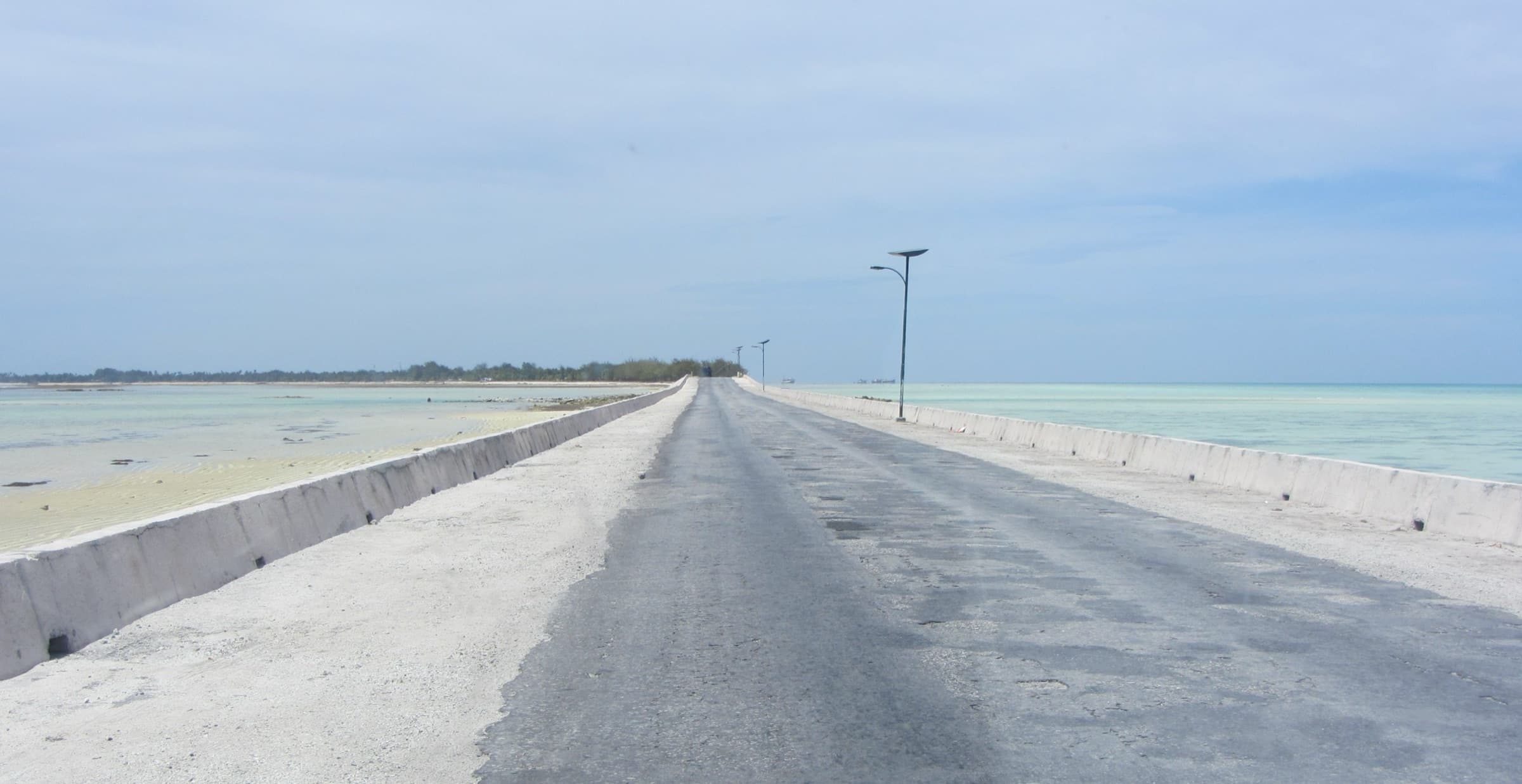 Bairiki–Betio causeway across the lagoon on South Tarawa