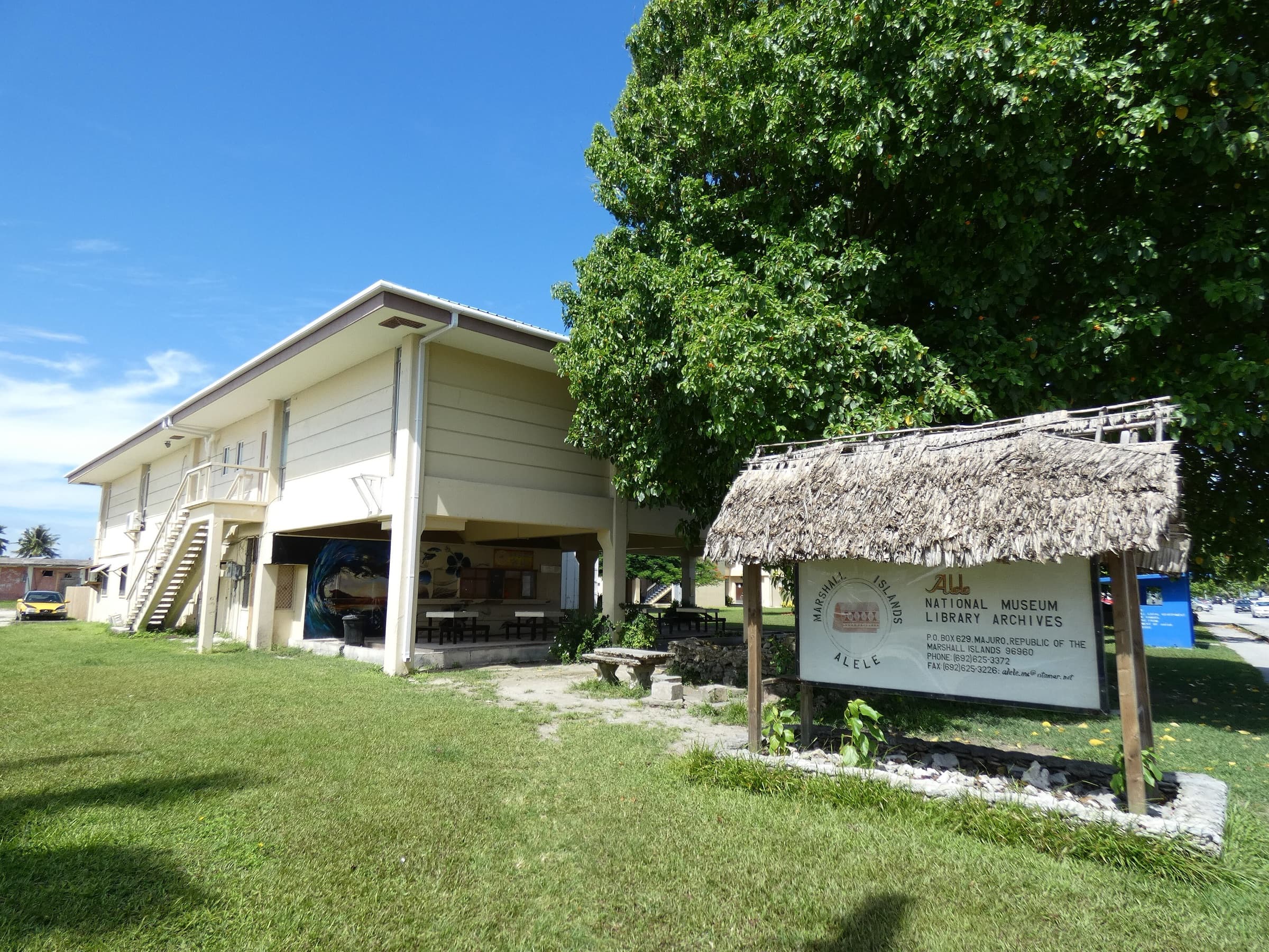 Alele Museum, Library and Archives sign and building in Majuro
