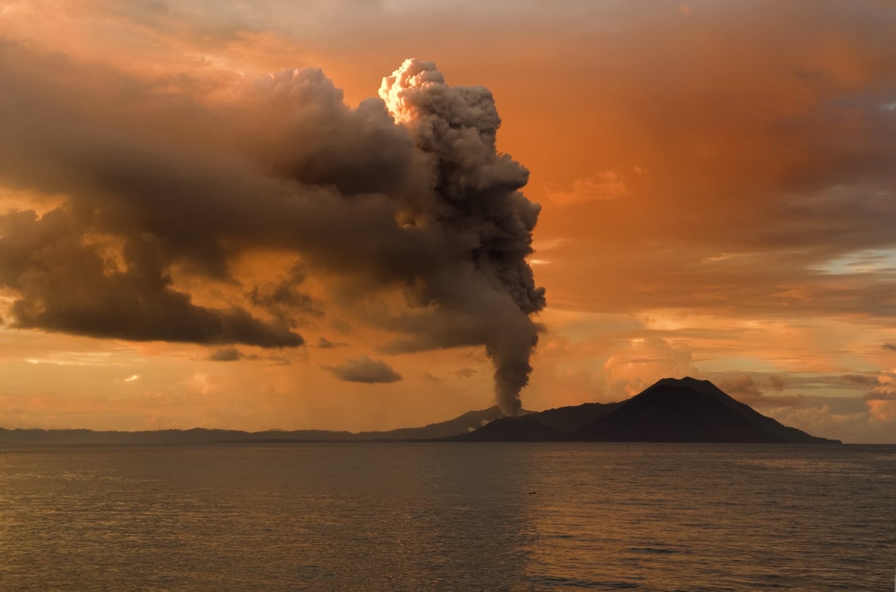 Tavurvur volcano erupting near Rabaul, Papua New Guinea