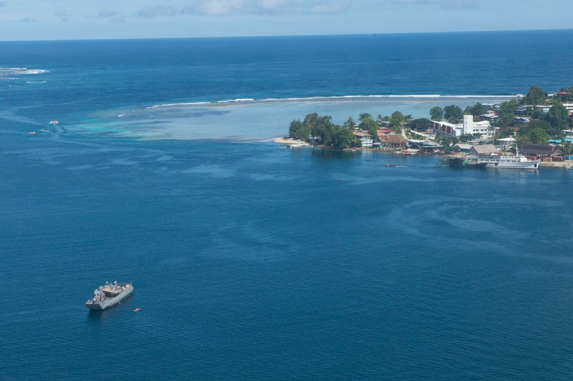 Aerial view of the coast near Gizo, Solomon Islands