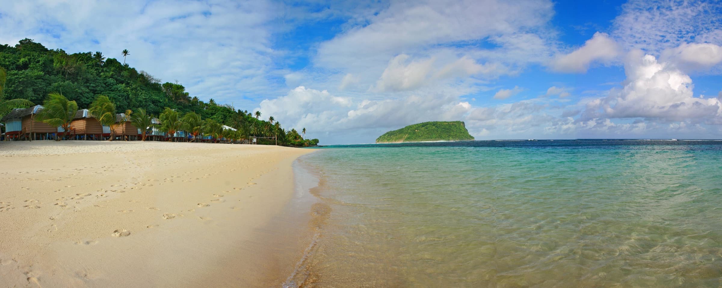 Lalomanu Beach panorama on Upolu, Samoa
